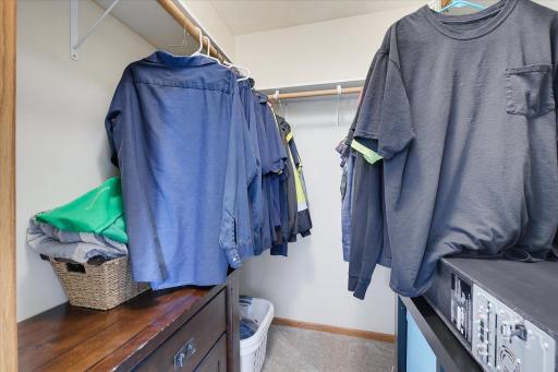 Generously sized walk-in closet provides excellent hanging and storage space.