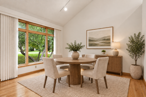 Enjoy a seamless blend of style and function in this bright formal dining area! (Image virtually staged)