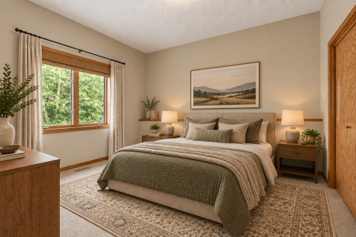 Third bedroom located on the lower level features new carpet! (Image virtually staged)
