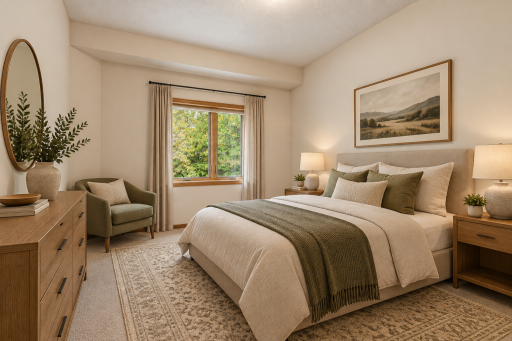 Large second bedroom on the lower level! (Image virtually staged)
