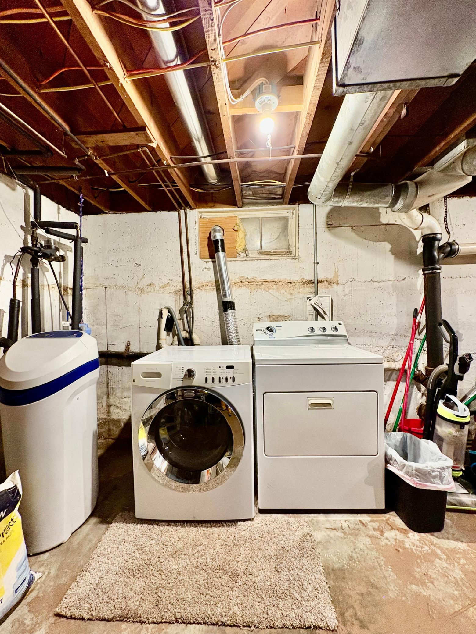basement with laundry