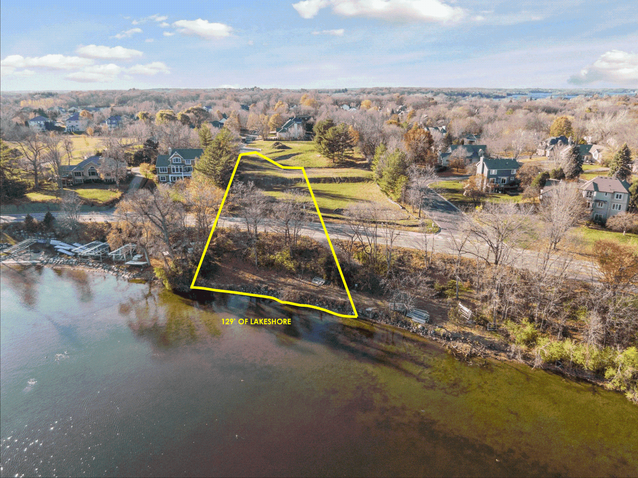 Offering 129' of east facing shoreline on Lake Minnewashta, this is a prime building site for your lake home!