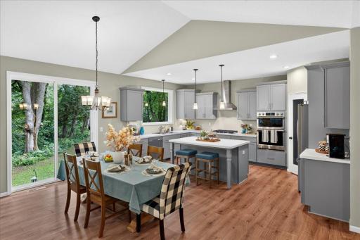 Open Concept from dining area to kitchen.