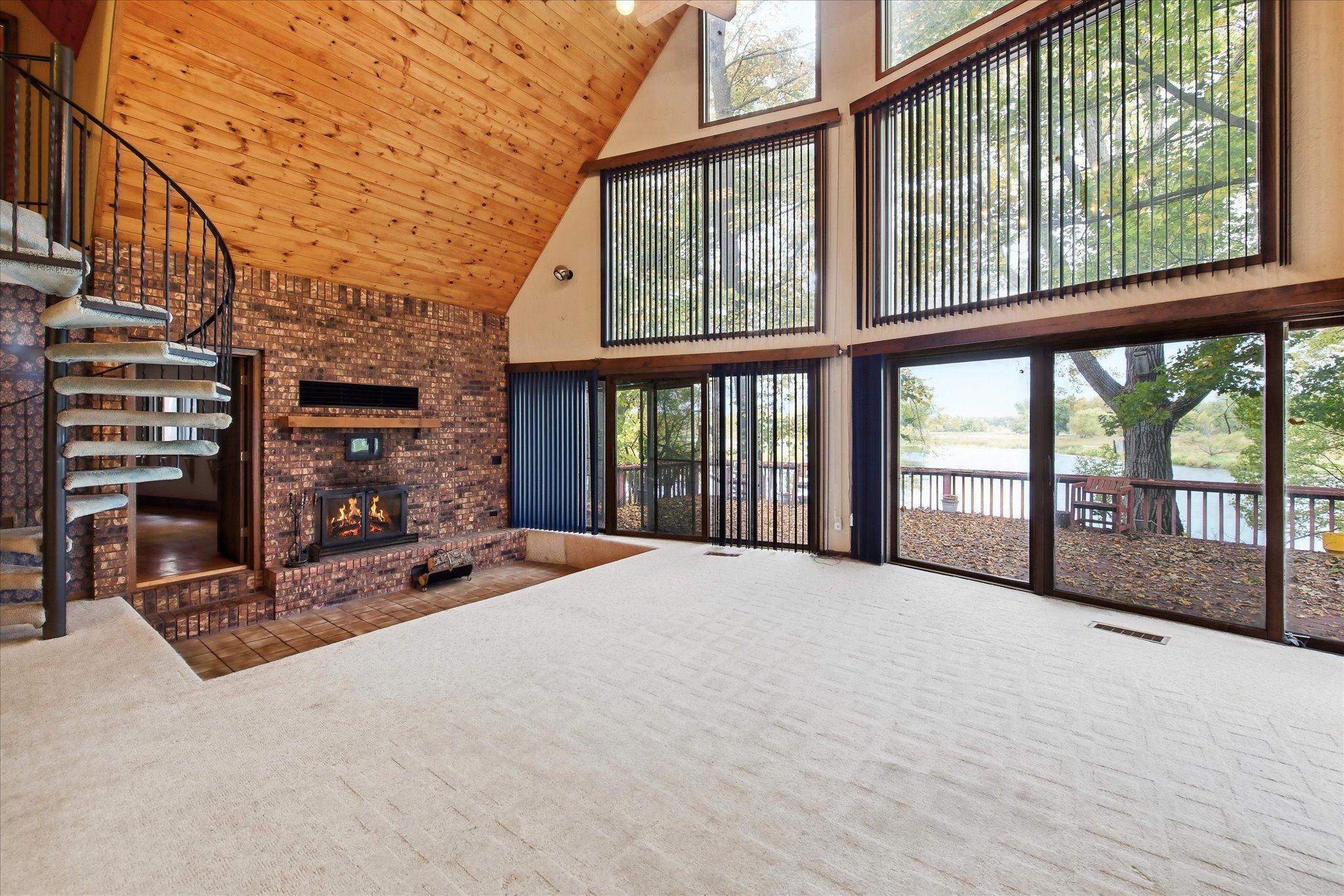 Wood burning fireplace