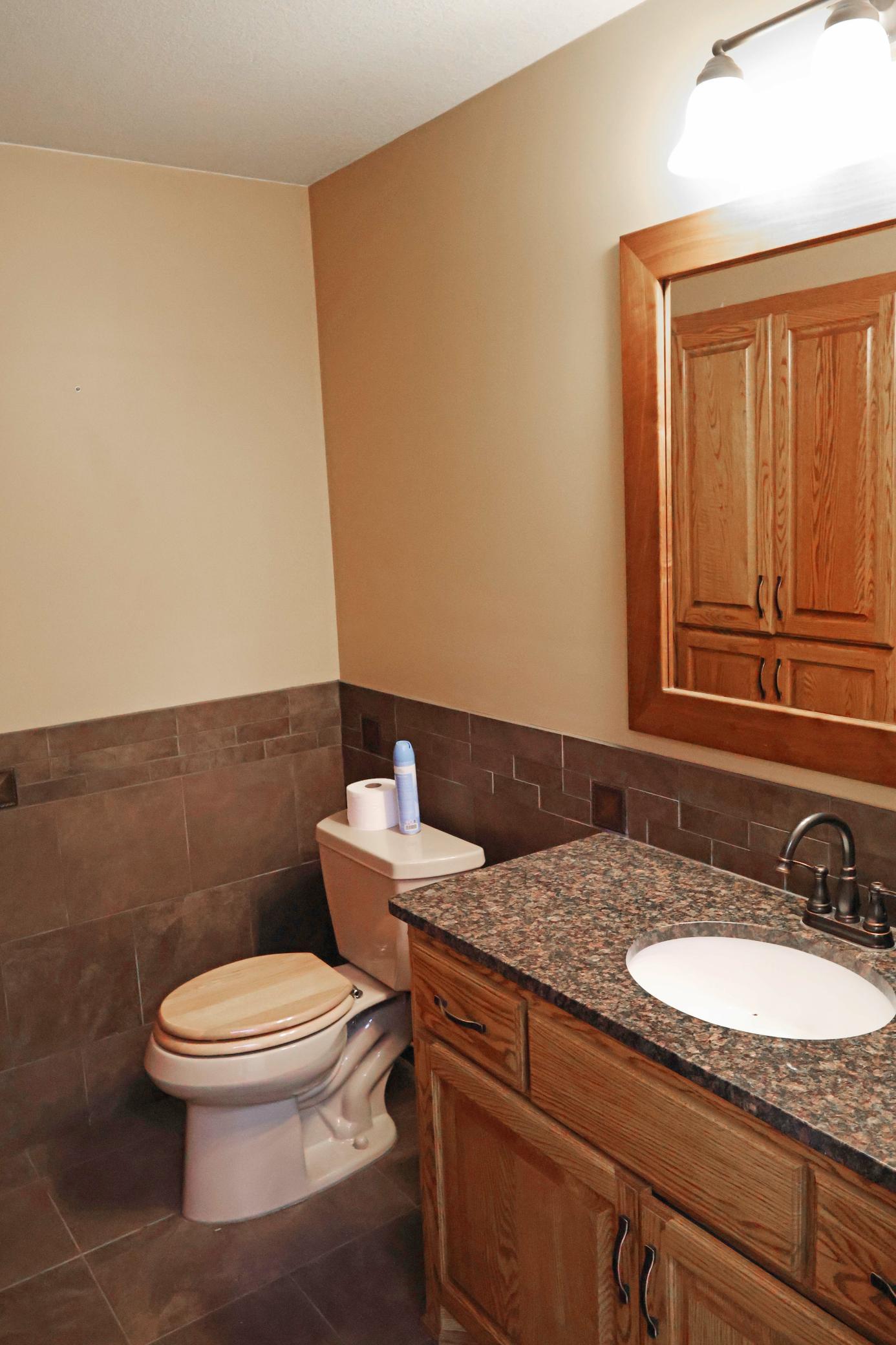 Half bath in the shop- even this is finished high end.