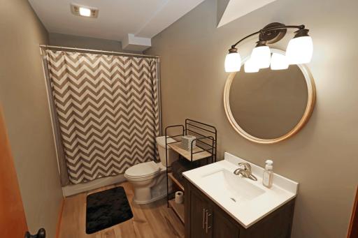 The lower level full bath has been nicely updated.