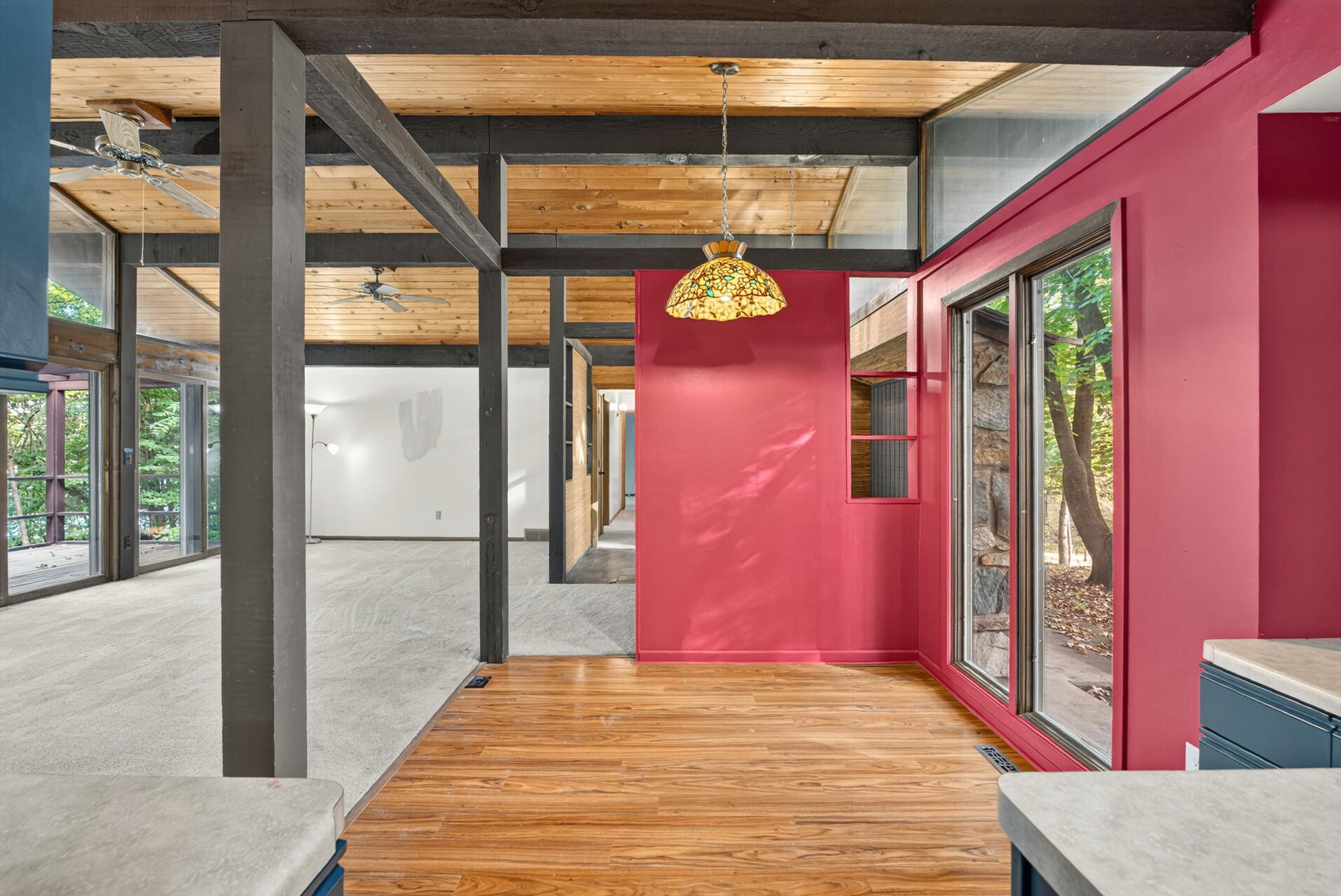 dining room open to kitchen