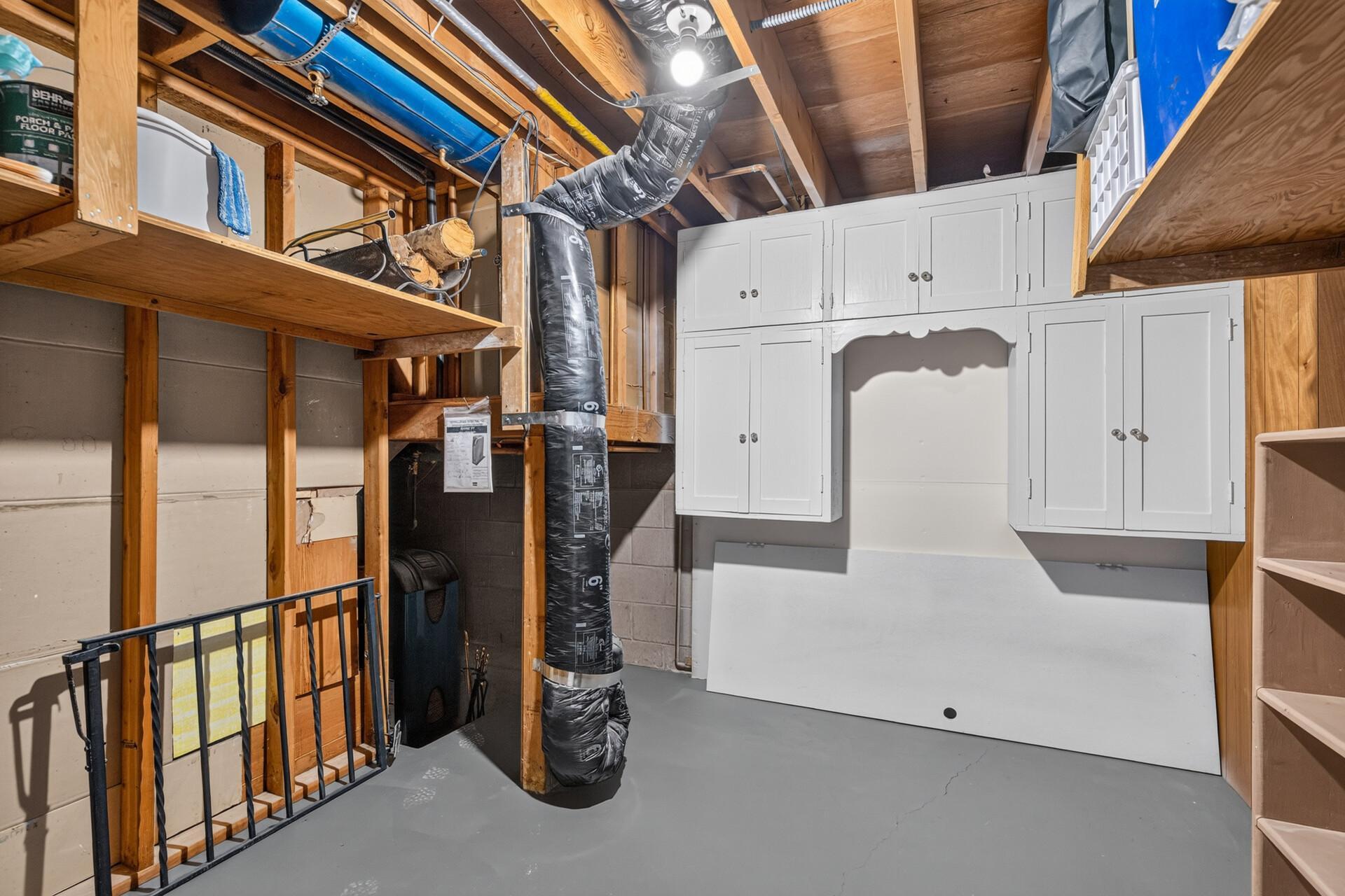 Lower level storage room