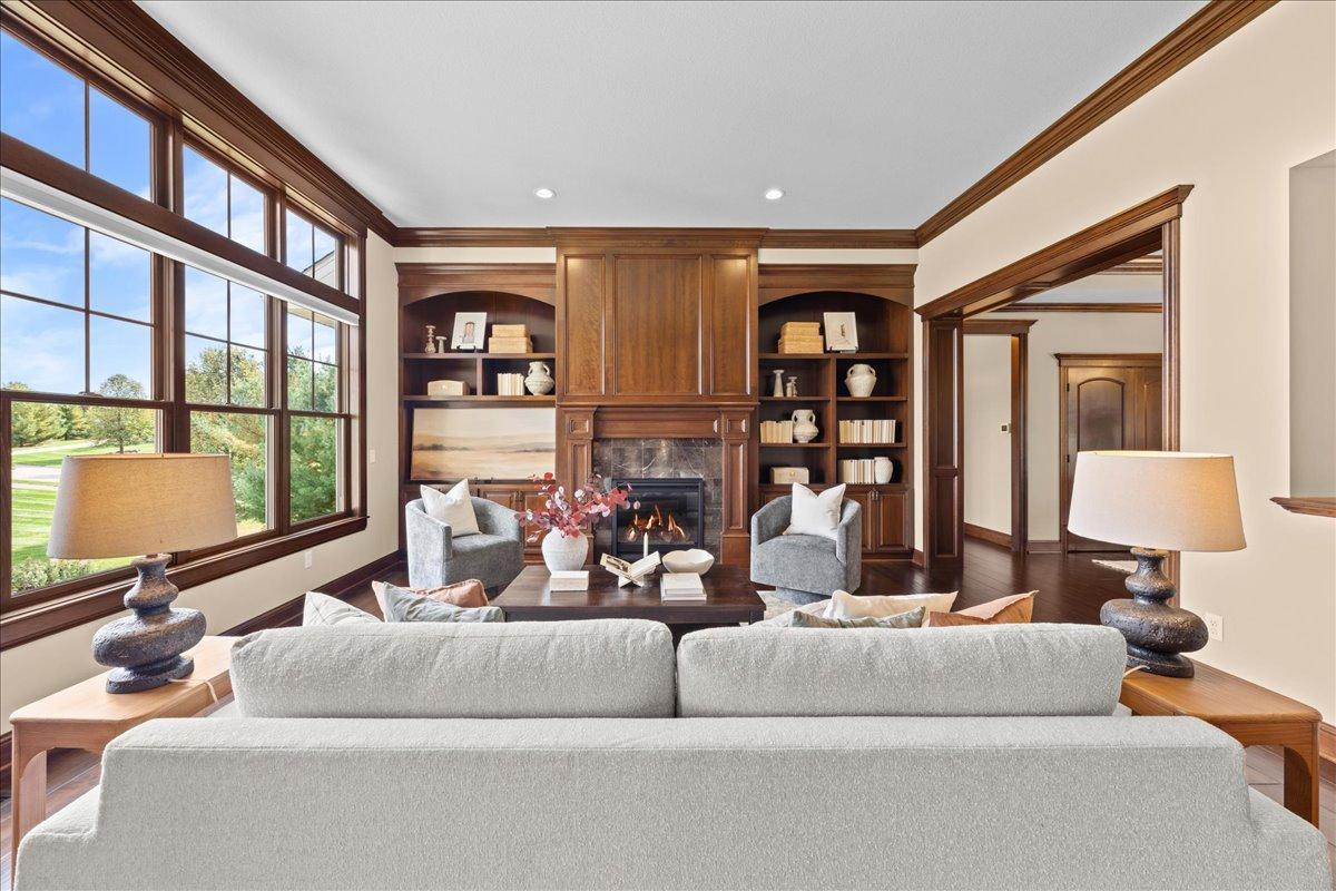 Paneled gas fireplace for those cold Minnesota winters.