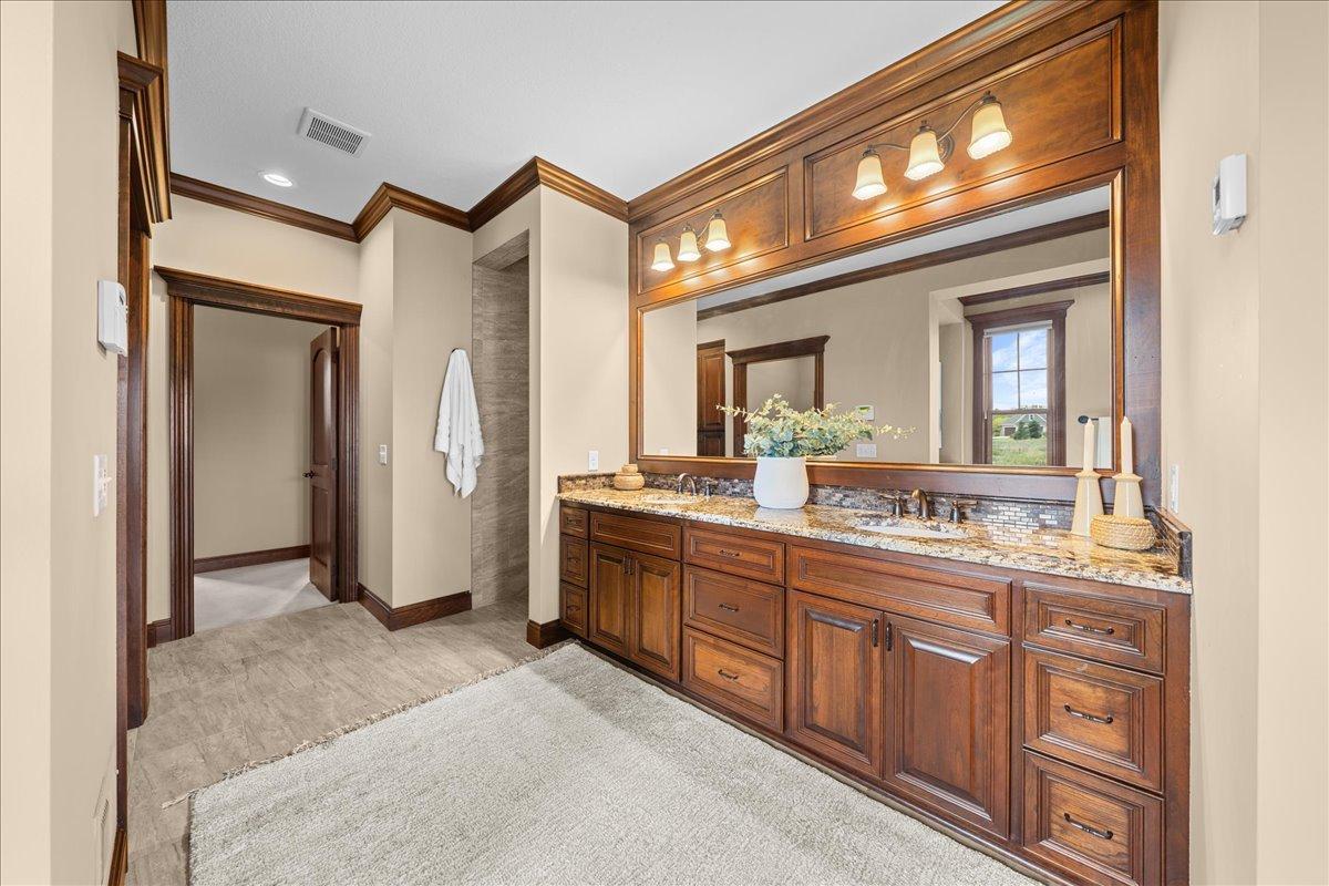 Large double sink vanity.