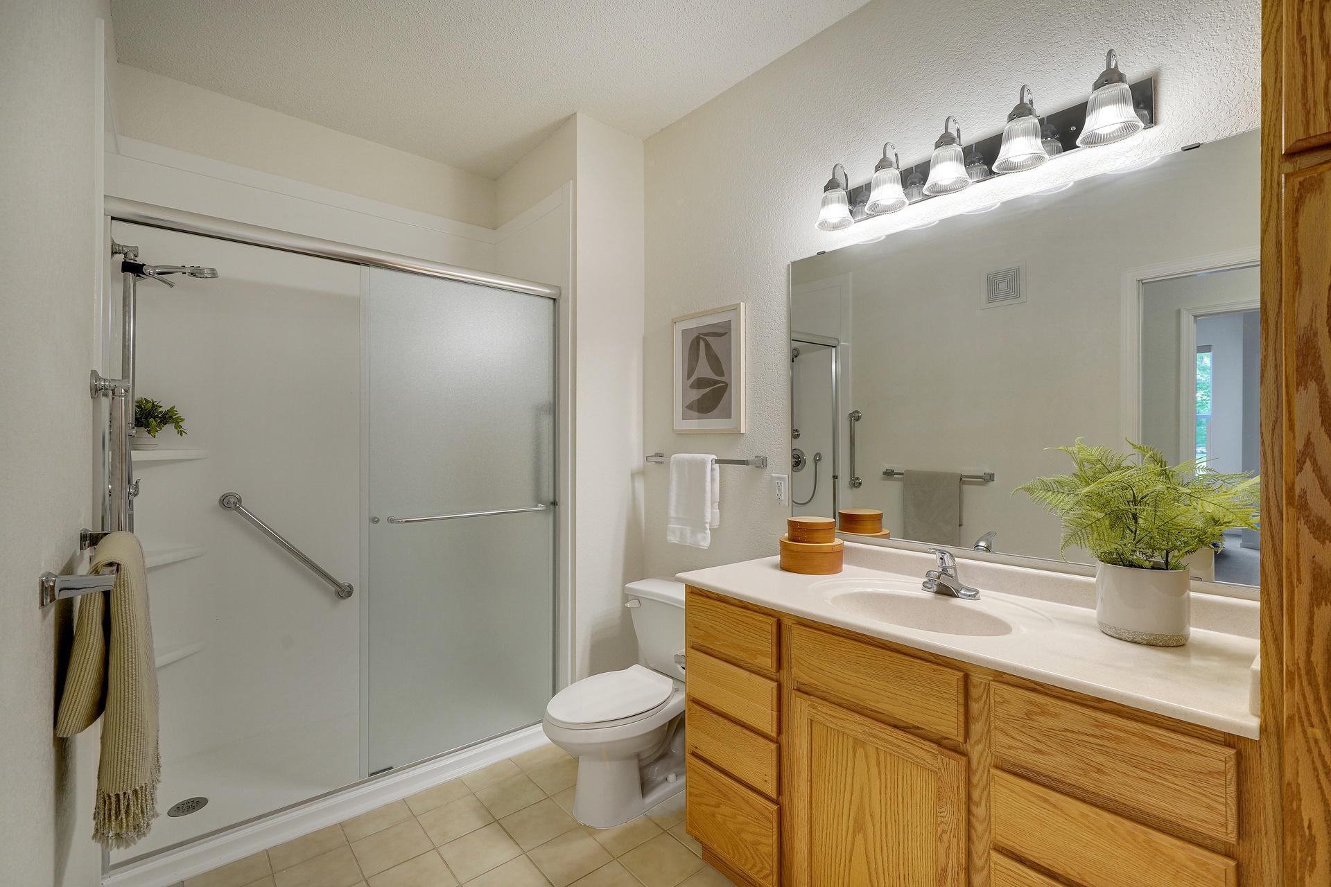 Walk-in shower in second bathroom