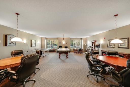 Game room for cards, ping pong and a billiards table