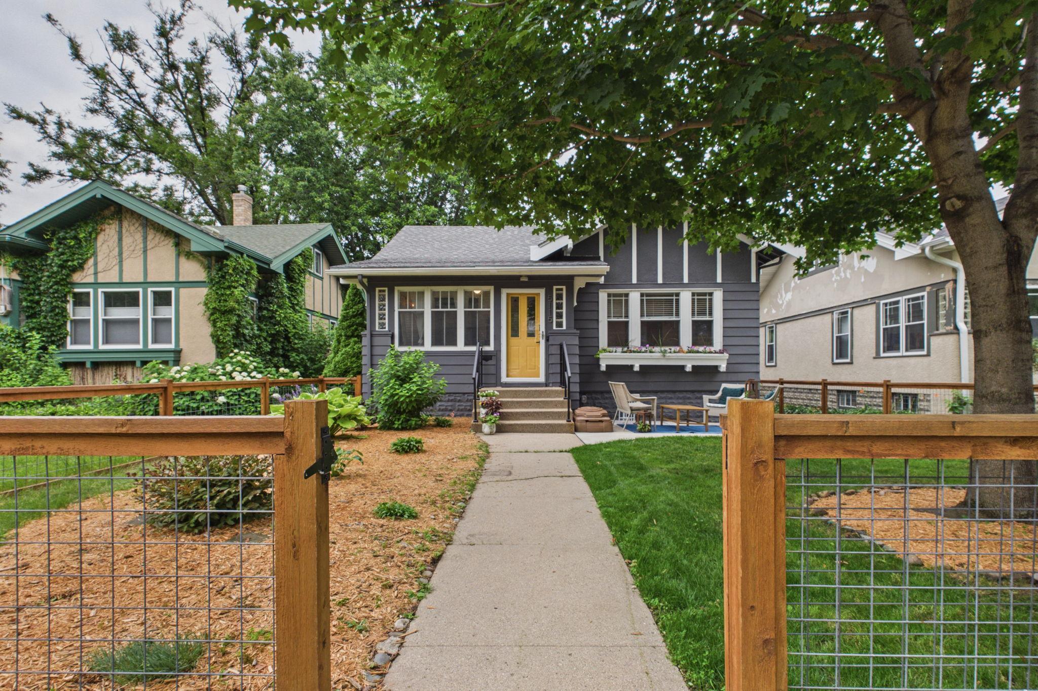 Fenced yard with front patio area.