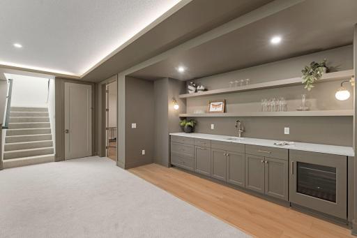 Lower Level Wet Bar with Beverage Fridge - Not Actual Home, Photos of Model with the Same Layout