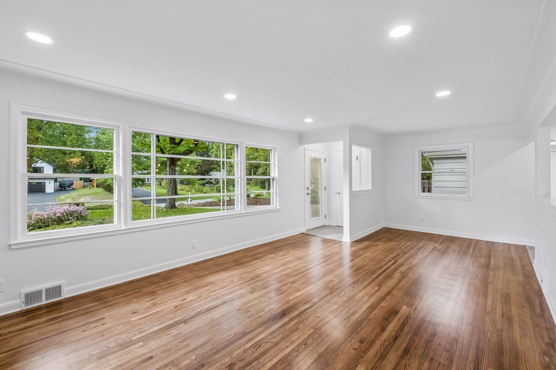 House sits up higher and far back on the lot, providing privacy.