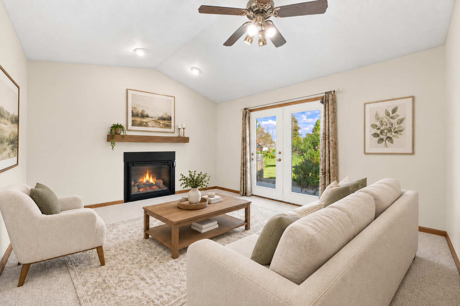 Virtually staged living room