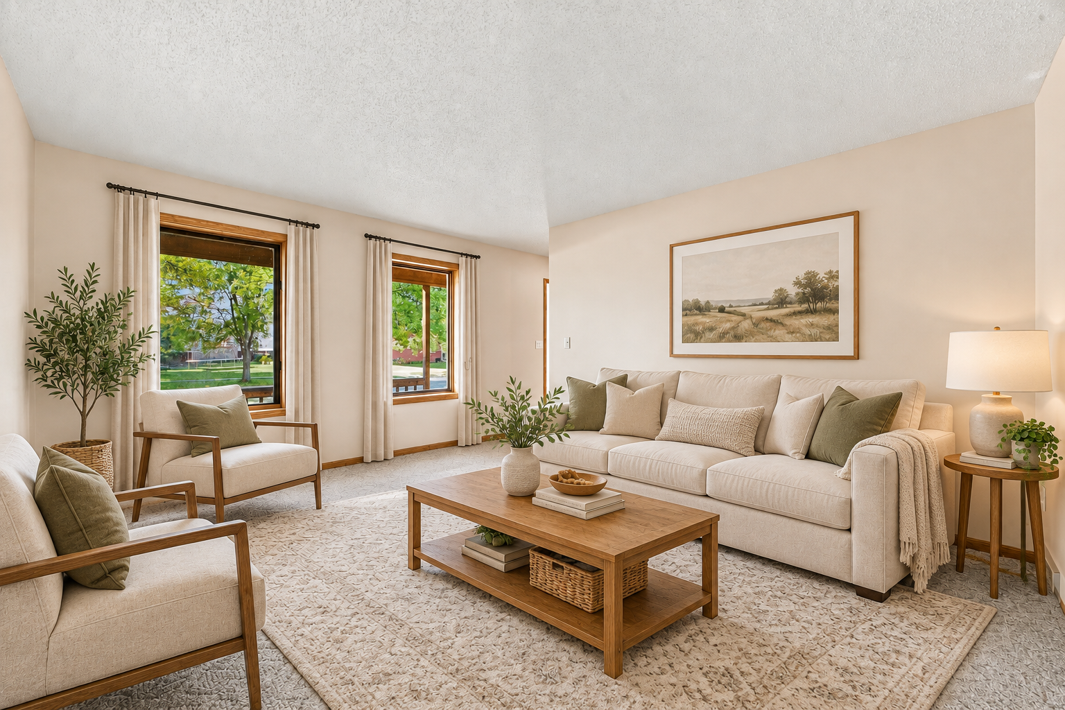 Virtually staged living room