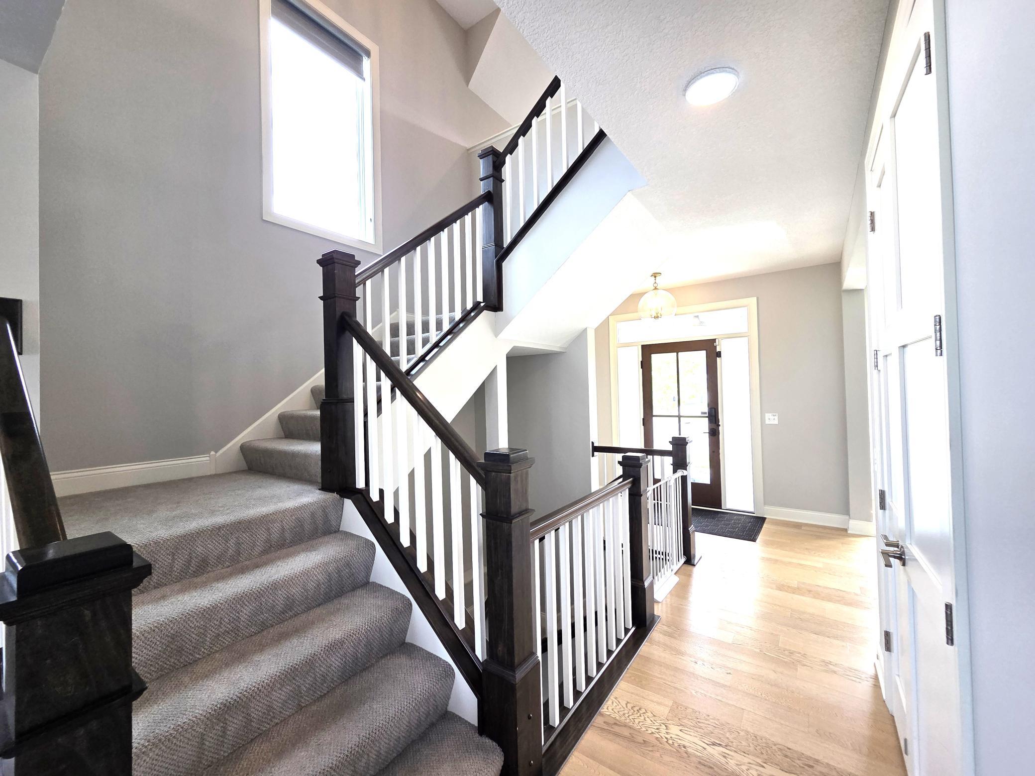 A magnificent three-story architectural staircase.