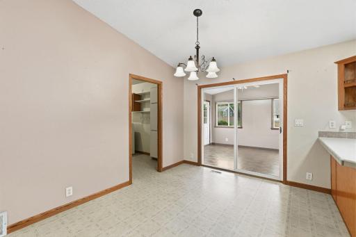 Dining room looking toward the sunroom and main floor laundry