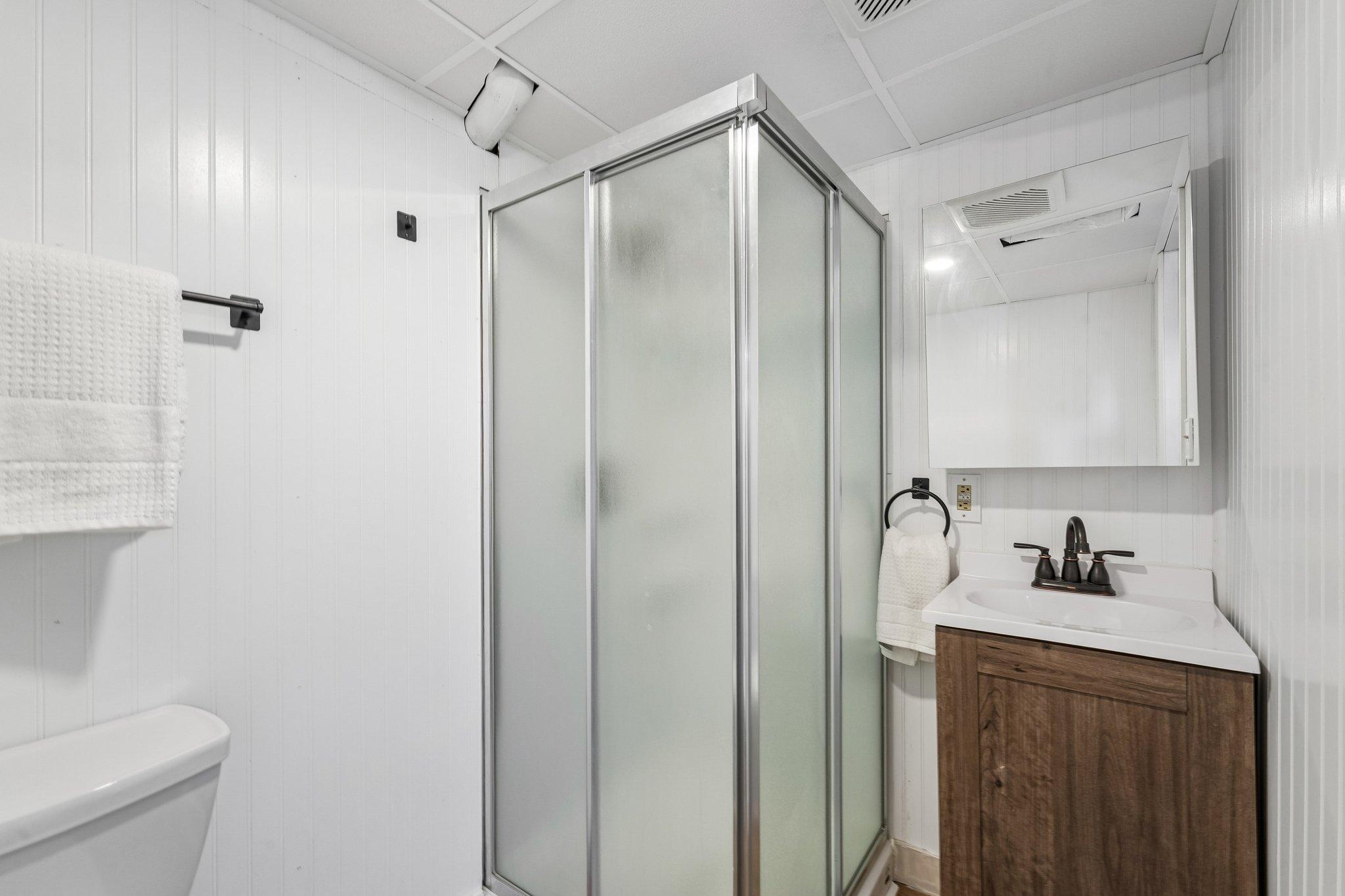 Newly finished lower level 3/4 bath