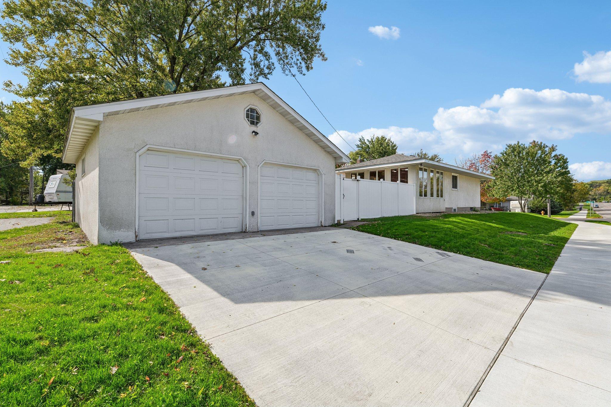 Heated detached two car garage