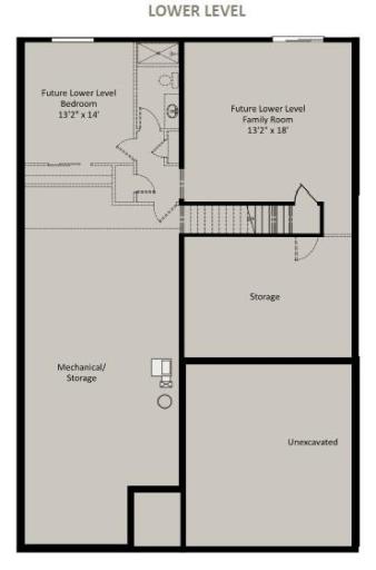 Lower Level Floor Plan. Unfinished Walkout Lower Level ready for future finish. Information deemed reliable but not guaranteed. All measurements are approximate.