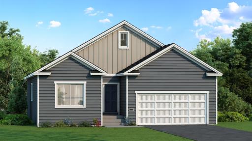 Rendering showcases similar Exterior Color Portfolio selected for this home. Highlights include a Walkout Lower Level ready for future finish offering storage & work space. Rendering may not depict exact color match, plan, materials, and finishes.