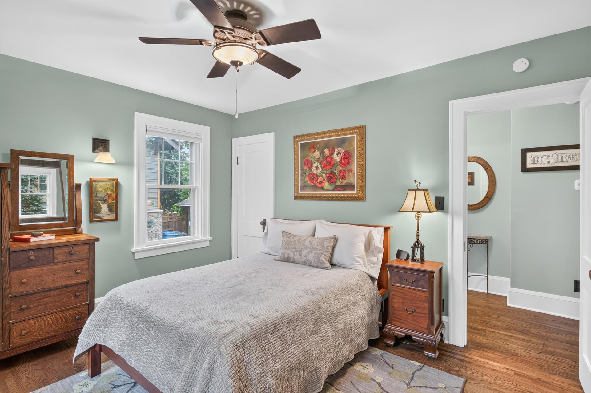 Main-level bedroom offers convenient and flexible living options.