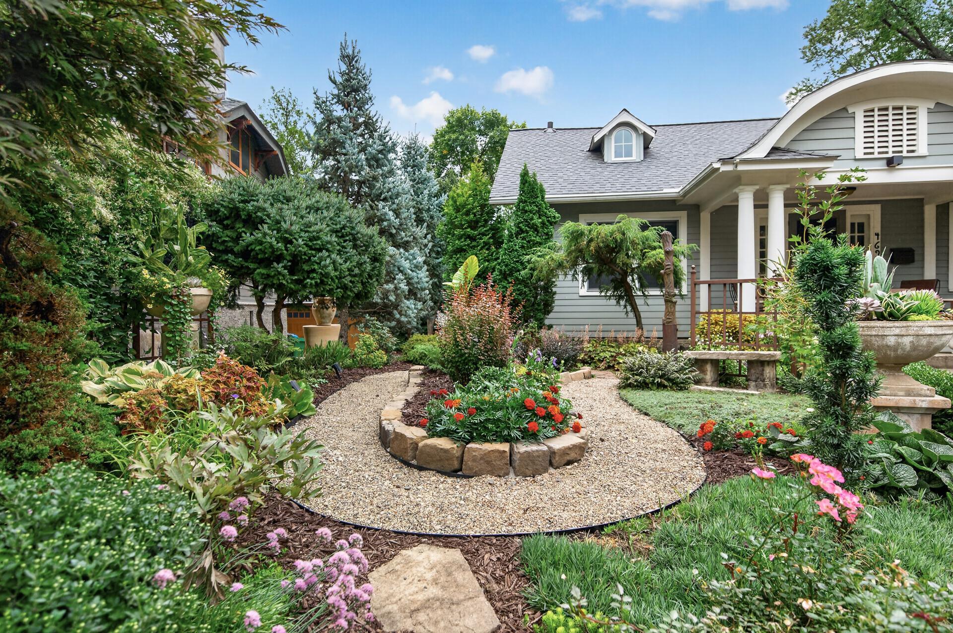 The front gardens create a peaceful setting rarely found this close to downtown.