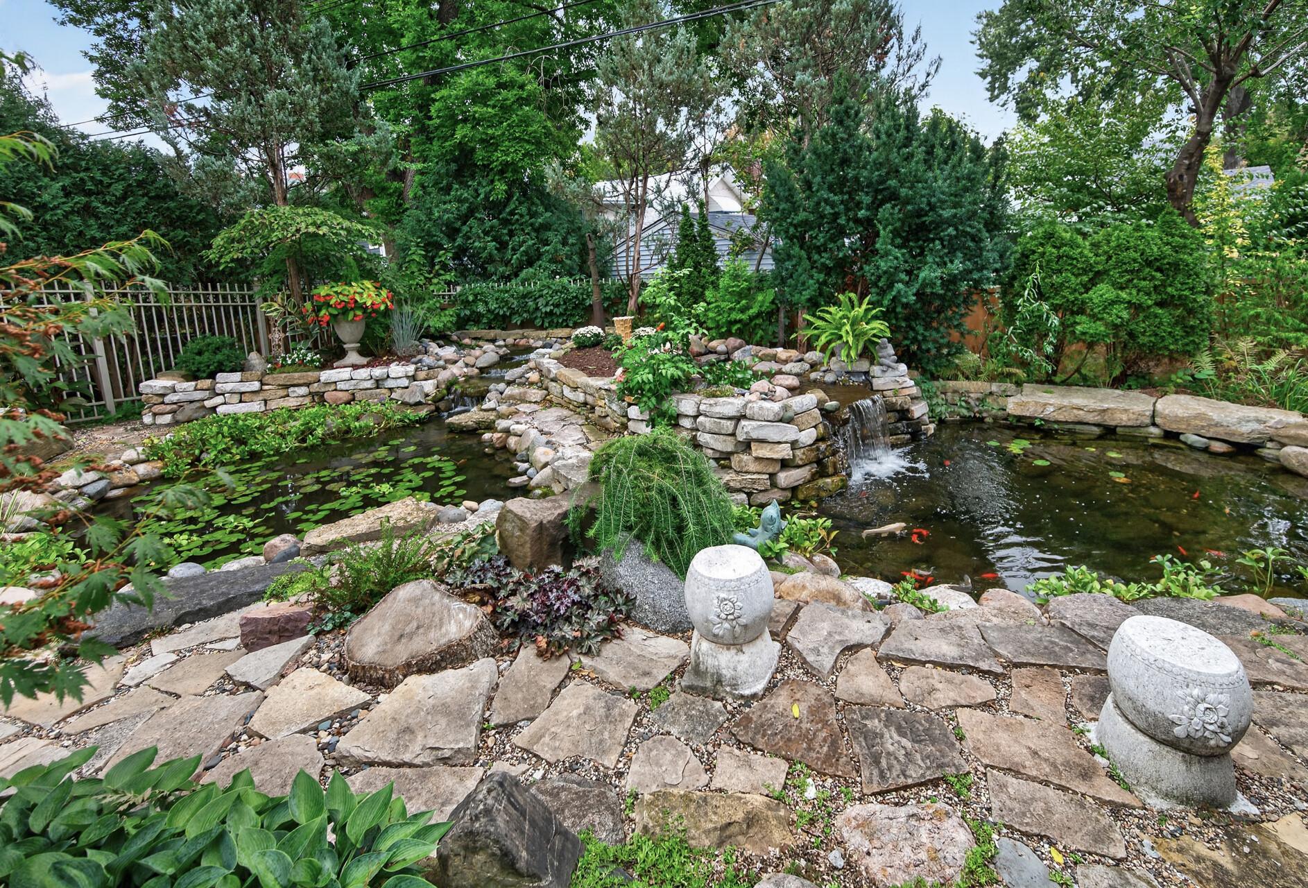 Water features bring movement and tranquility to the gardens.