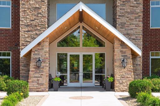 Covered, charming entrance to your secure lobby area.