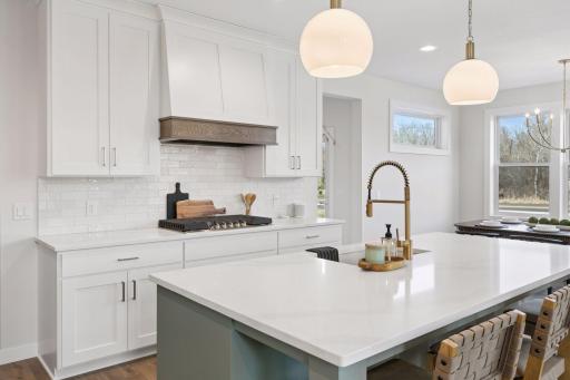 Custom woodhood and ceramic tile backsplash