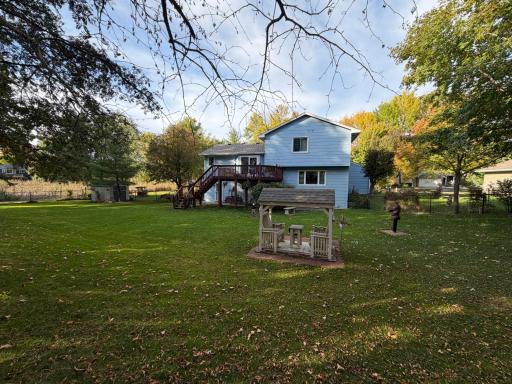 Back yard has a gazebo. Great for those warm afternoon and ice cream.