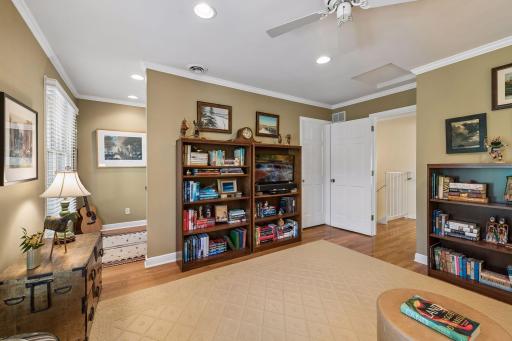 Office alcove is on the left, walk in closet is on the right (closed door.)