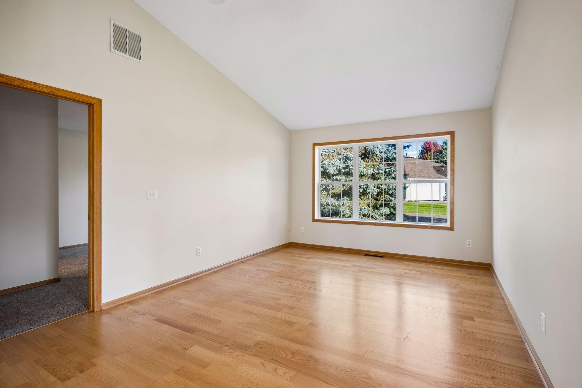 The living room is filled with natural light.