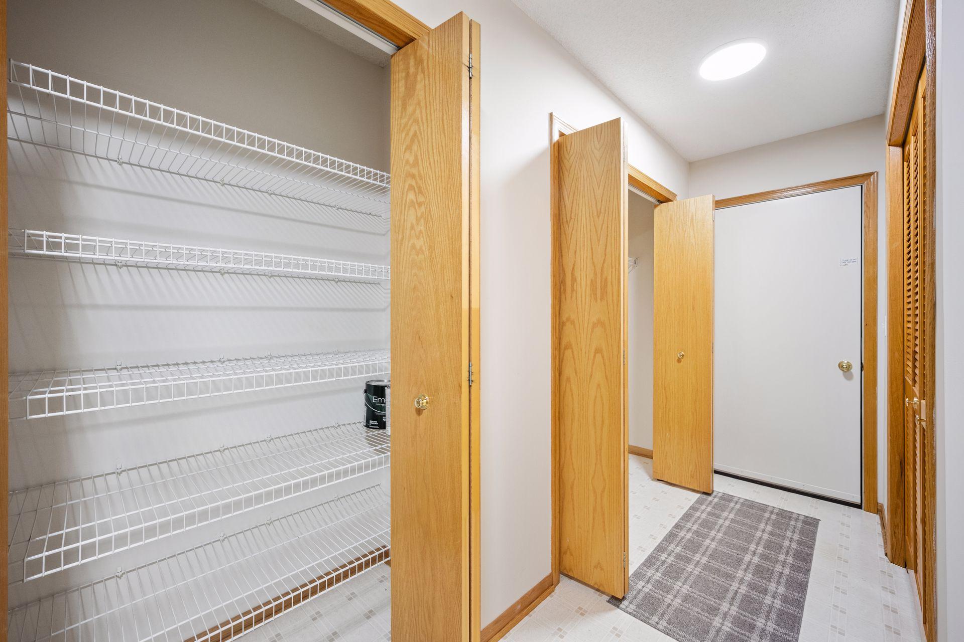 View of the laundry room closets.