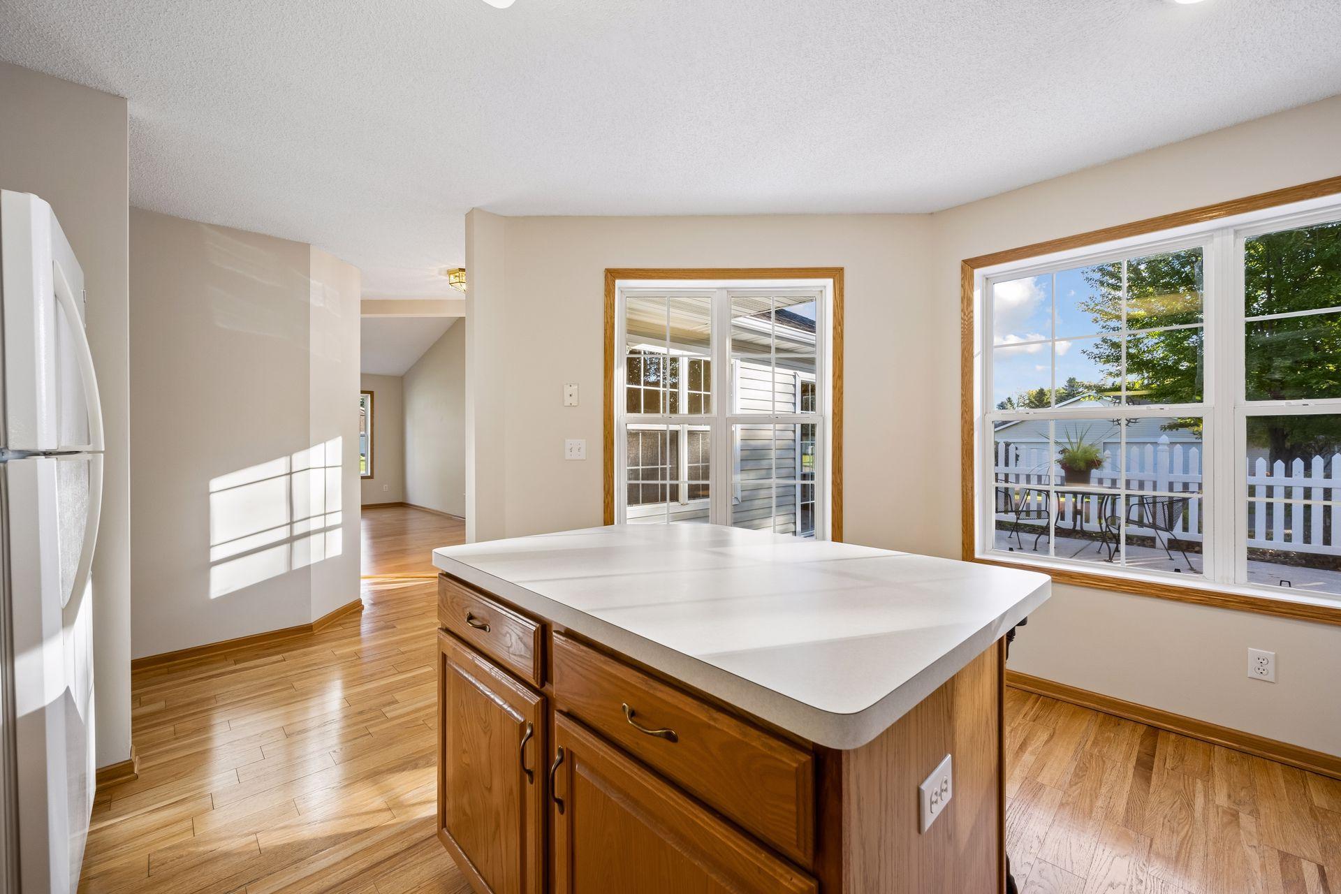 Convenient center island with seating.