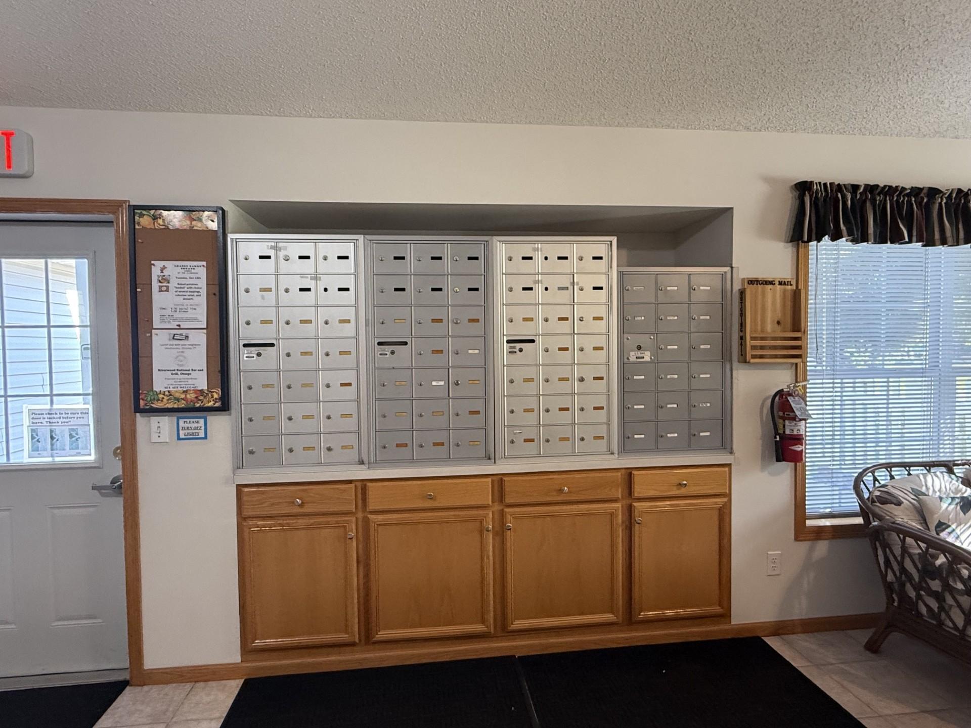 The mailboxes are in the community center keeping everything secure.