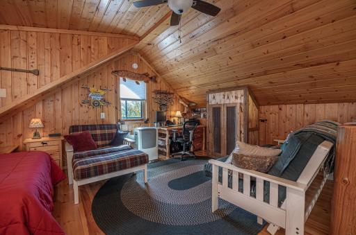 Large loft offers space for sleeping and seating area