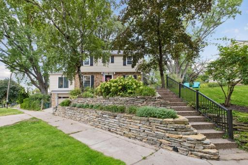Charming, new limestone terracing completed the gorgeous landscaping. .
