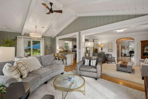 Open kitchen and living room flow into the vaulted family room - perfect for entertaining.