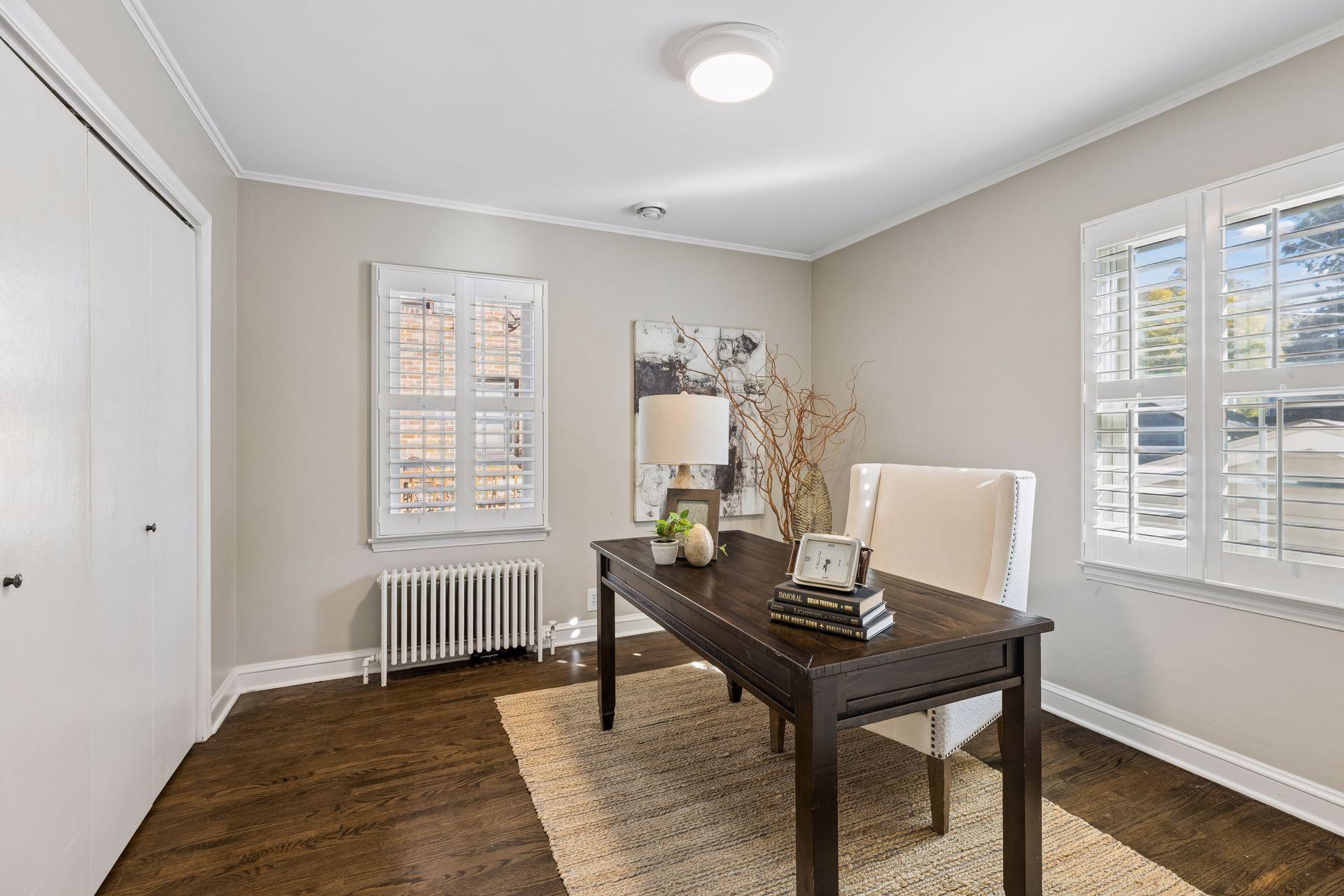 Main-Level Guest Bedroom Staged As Office
