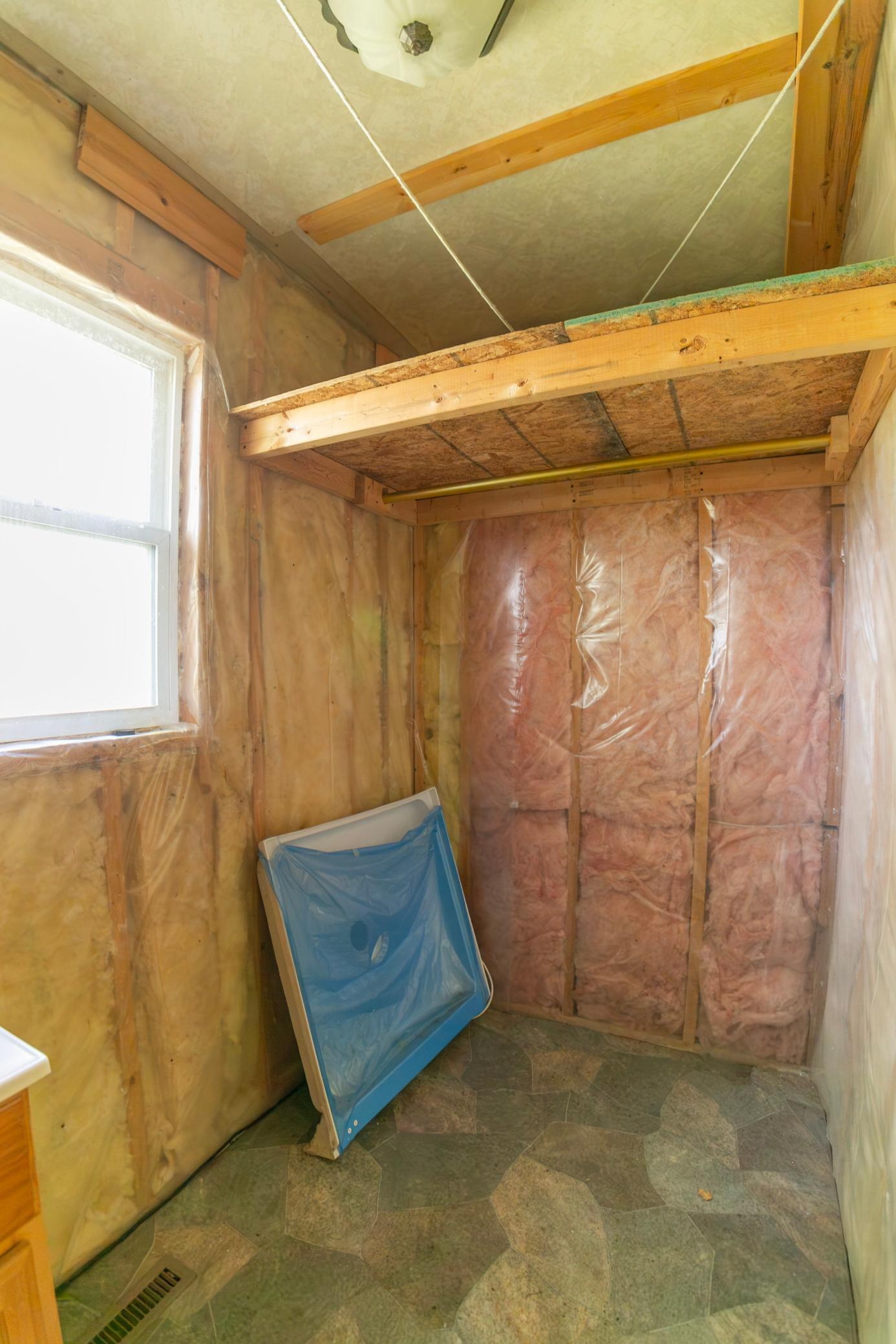 Bathroom, ready for shower and toilet to be installed and construction completed to buyers likes