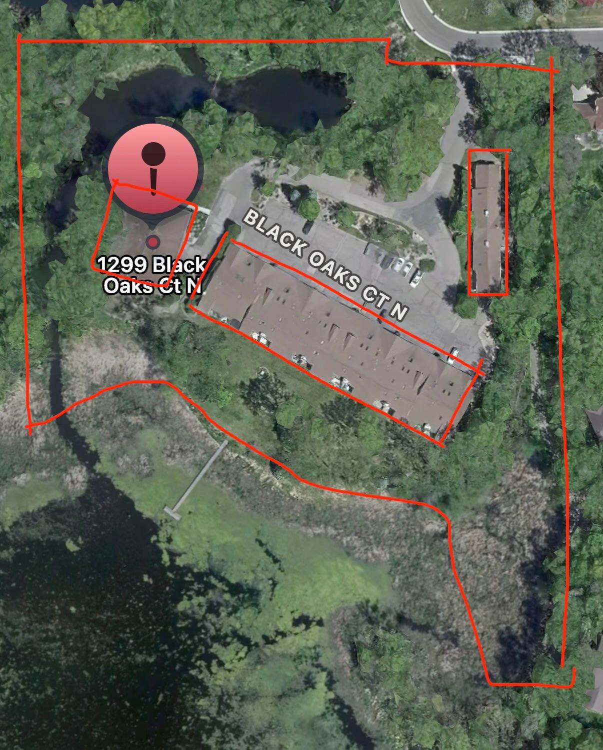 Aerial view of Gleason Northshore property, with 7 acres and 854 feet of shoreline.