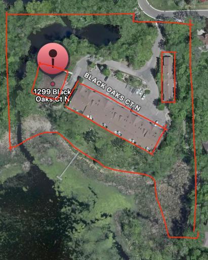 Aerial view of Gleason Northshore property, with 7 acres and 854 feet of shoreline.