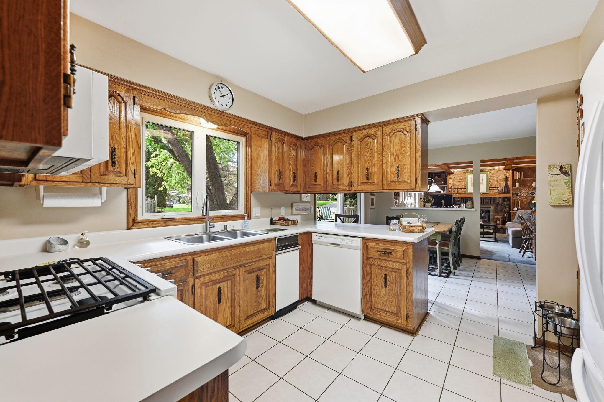 Kitchen, informal dining and the family room.