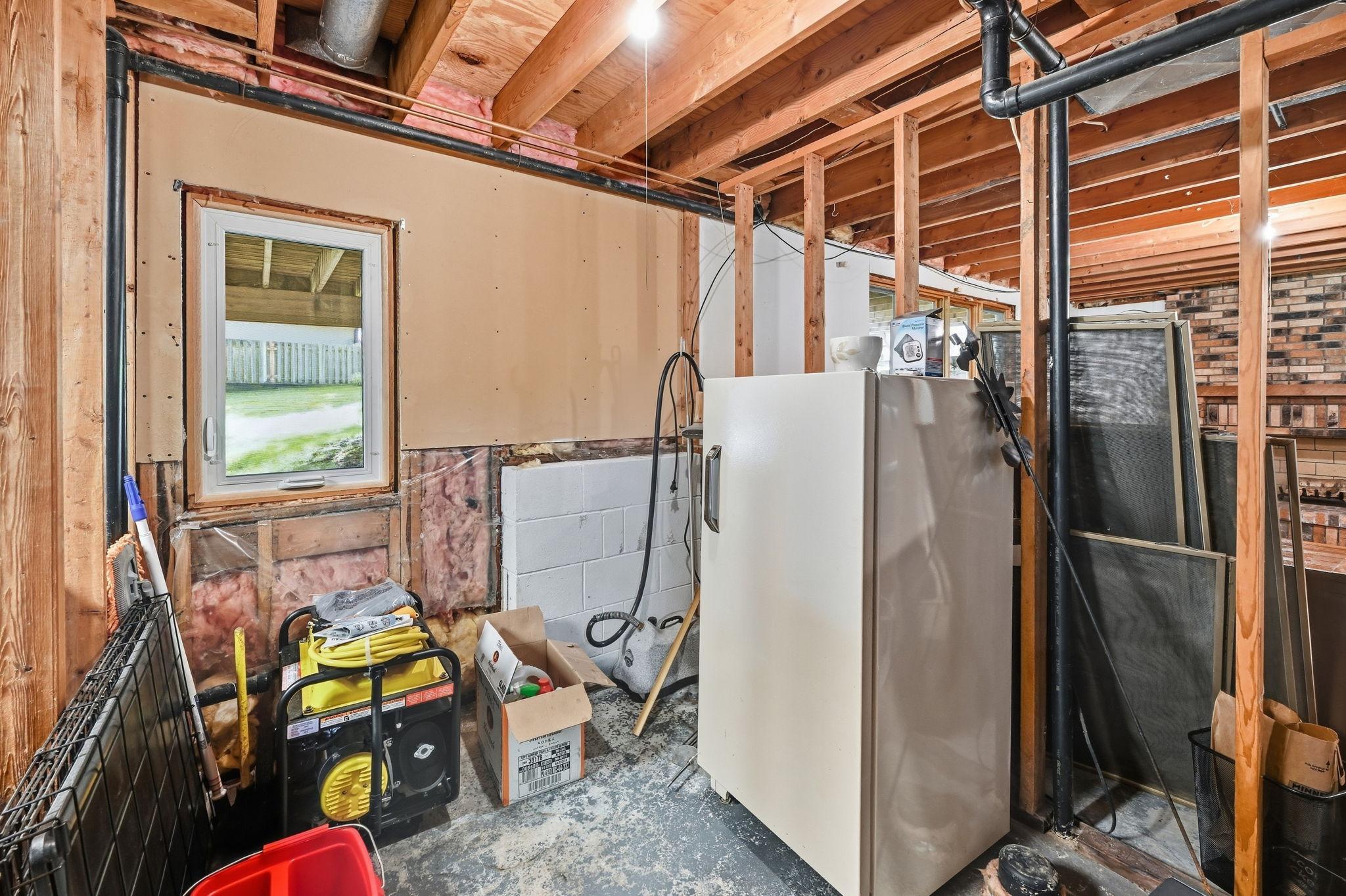This area of the basement is roughed in for a 3/4 bathroom