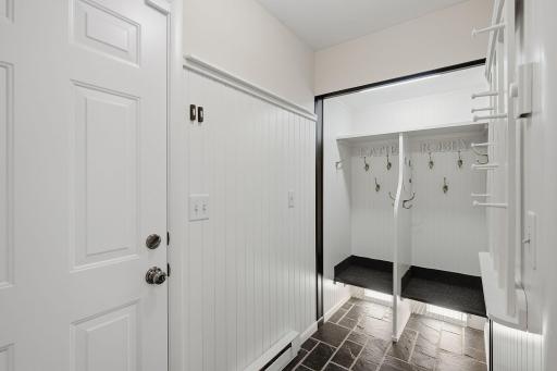 Back hall mudroom with cubbies to keep items organized
