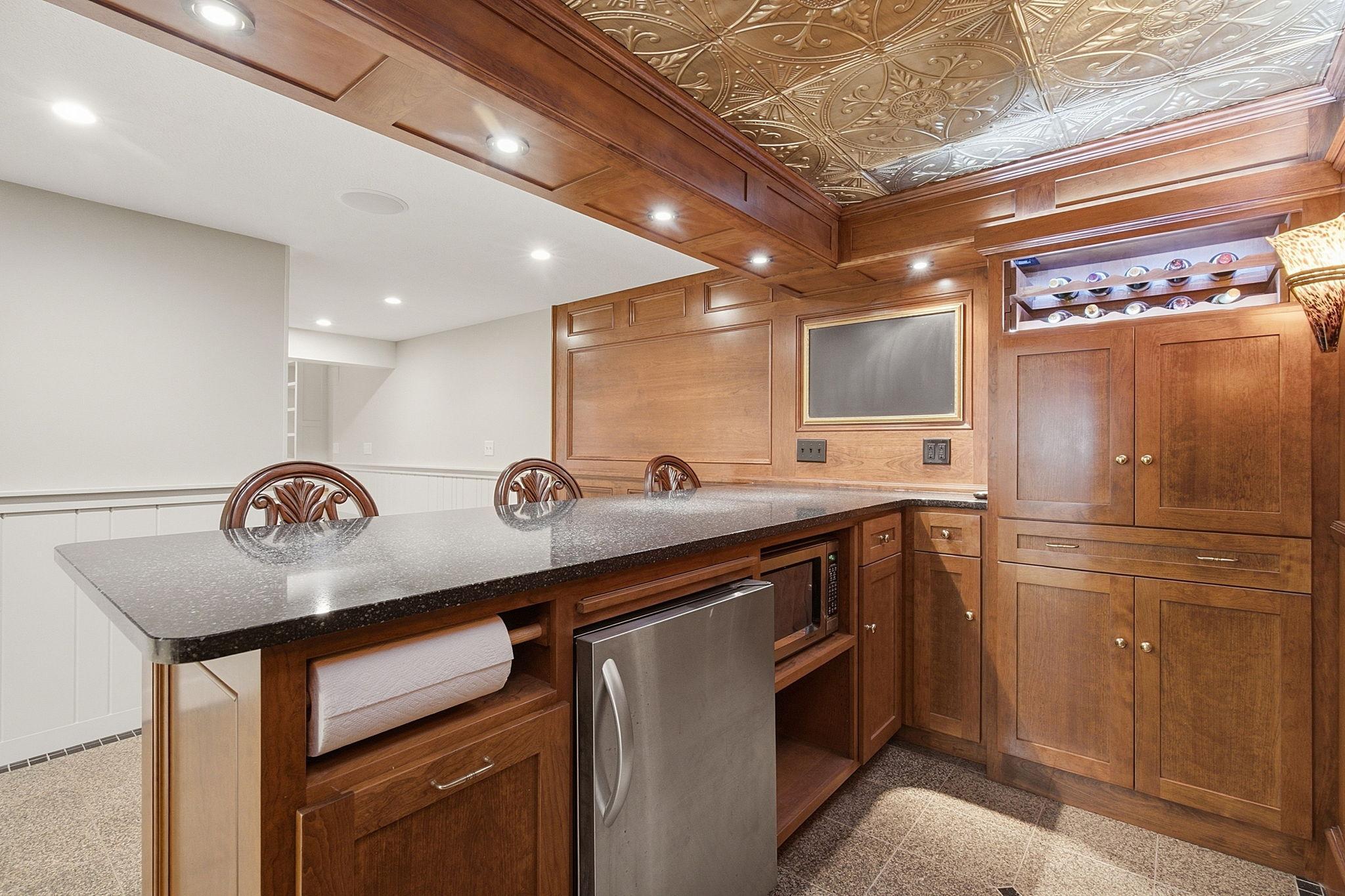 Room for a beverage fridge, microwave, and your favorite barware
