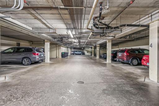 The parking garage is heated, clean and well lit.